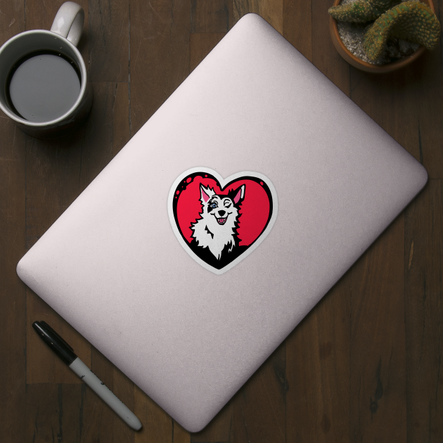 Heart wink dog car sticker plus by Angsty-angst